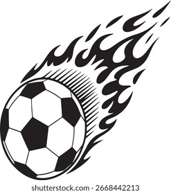 Flaming soccer ball in motion flames sports