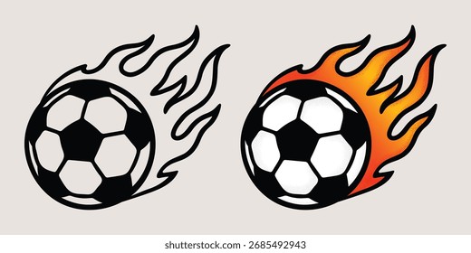 Flaming Soccer Ball Ilustración vectorial – Diseño deportivo de fútbol caliente