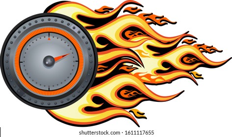 flaming speedometer for racing event