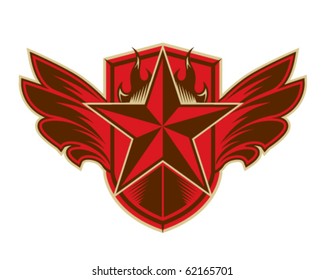 flaming star with wings emblem