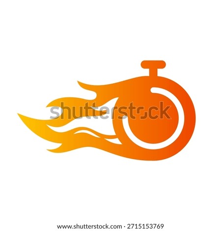 Flaming stopwatch icon symbolizing speed, urgency, countdown and fast processing.