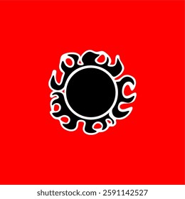  Flaming Sun Symbol Vector Sticker – Abstract Fire Emblem Design. Sun Pirates