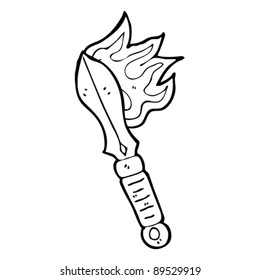 flaming sword cartoon character