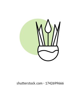 Flaming sword, flower icon. Simple line, outline vector elements of flora with green circle for ui and ux, website or mobile application