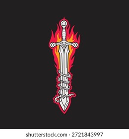 Flaming Sword Gothic Tattoo Art