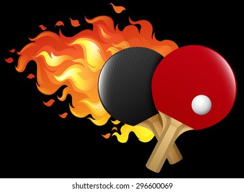 Flaming table tennis set illustration