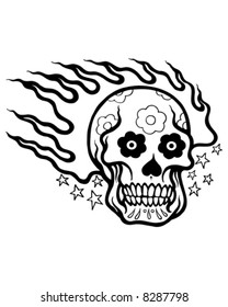 flaming tattoo skull
