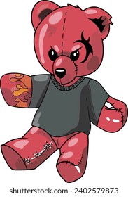 flaming teddy bear vector work fashion for he thumbs up