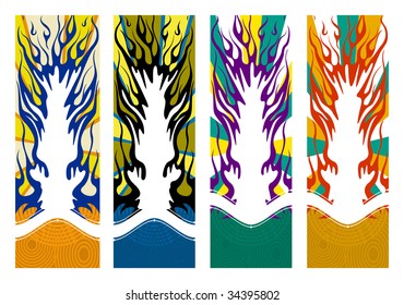 Flaming templates for vertical banners 