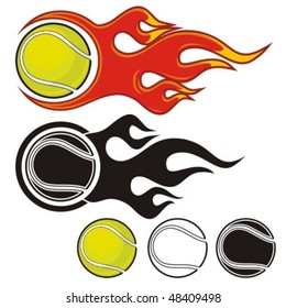 Flaming tennis ball. Vector illustration.