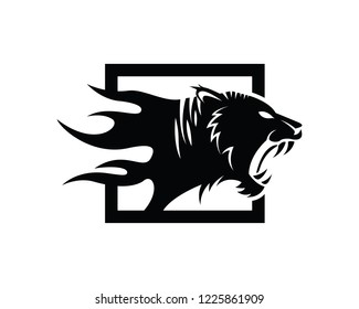 Flaming Tiger Head Logo