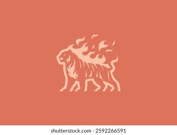 Flaming Tiger Logo – A fierce tiger engulfed in flames, symbolizing strength, power, and unstoppable energy.