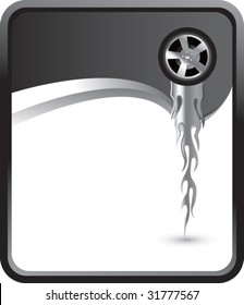 flaming tire on rip curl background