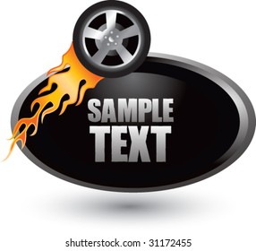 flaming tire on silver swoosh