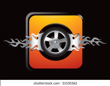 flaming tire on web button