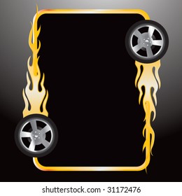 flaming tire on web icon