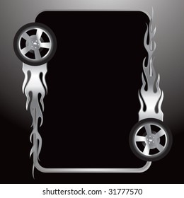 flaming tires on silver frame