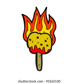 flaming toffee apple cartoon,