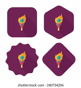 flaming torch flat icon with long shadow,eps10