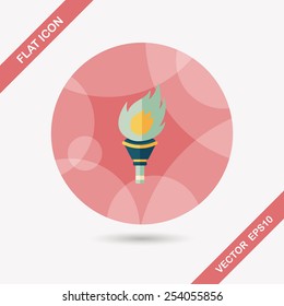 flaming torch flat icon with long shadow,eps10