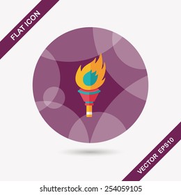 flaming torch flat icon with long shadow,eps10