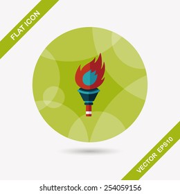 flaming torch flat icon with long shadow,eps10