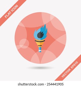 flaming torch flat icon with long shadow,eps10