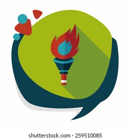 flaming torch flat icon with long shadow,eps10