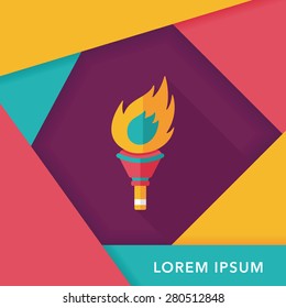 flaming torch flat icon with long shadow,eps10