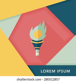 flaming torch flat icon with long shadow,eps10