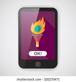 flaming torch flat icon with long shadow,eps10