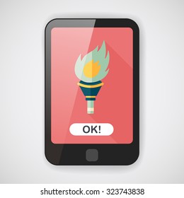flaming torch flat icon with long shadow,eps10