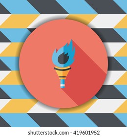 flaming torch flat icon with long shadow,eps10