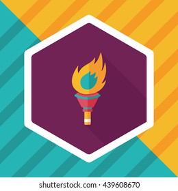 flaming torch flat icon with long shadow,eps10