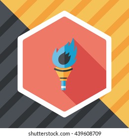 flaming torch flat icon with long shadow,eps10
