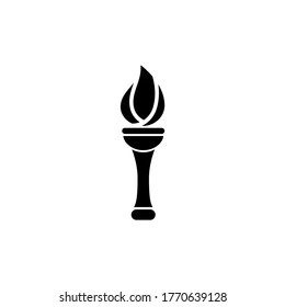 Flaming Torch, Olympic Ceremonial Fire. Flat Vector Icon illustration. Simple black symbol on white background. Flaming Torch, Olympic Ceremony Fire sign design template for web and mobile UI element