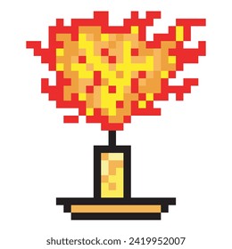 Flaming torch in pixel art