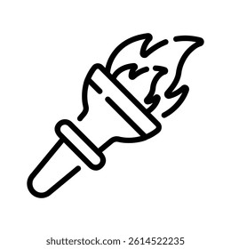 A flaming torch symbolizing adventure, survival, and outdoor exploration.