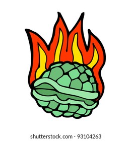 flaming tortoise shell cartoon