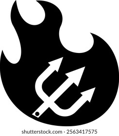 a flaming trident item vector icon