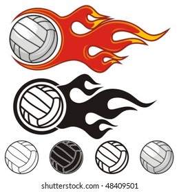 Flaming volleyball ball. Vector illustration.