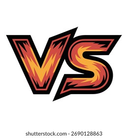 Diseño de logotipo de carta VS llameante.