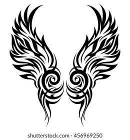 Flaming wings tribal tattoo vector ornament