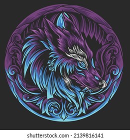 vector flaming wolf illustration