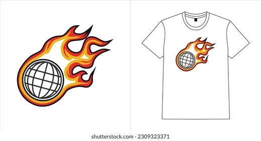 flaming world tattoo vector design for t shirt or your brand. vector