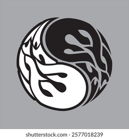 Flaming Ying Yang Abstract Design