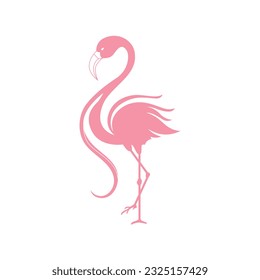 Flamingo abstract vector icon. Illustration of tropical bird. 