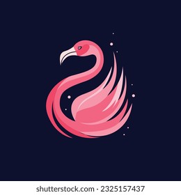 Flamingo abstract vector icon. Illustration of tropical bird. 