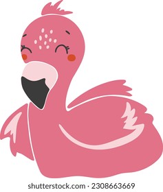 Flamingo animal isolted vector, Cute Animal flamingo, Safari Clipart, Portrait animal vector, Baby animal element