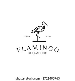 flamingo animal line logo vector